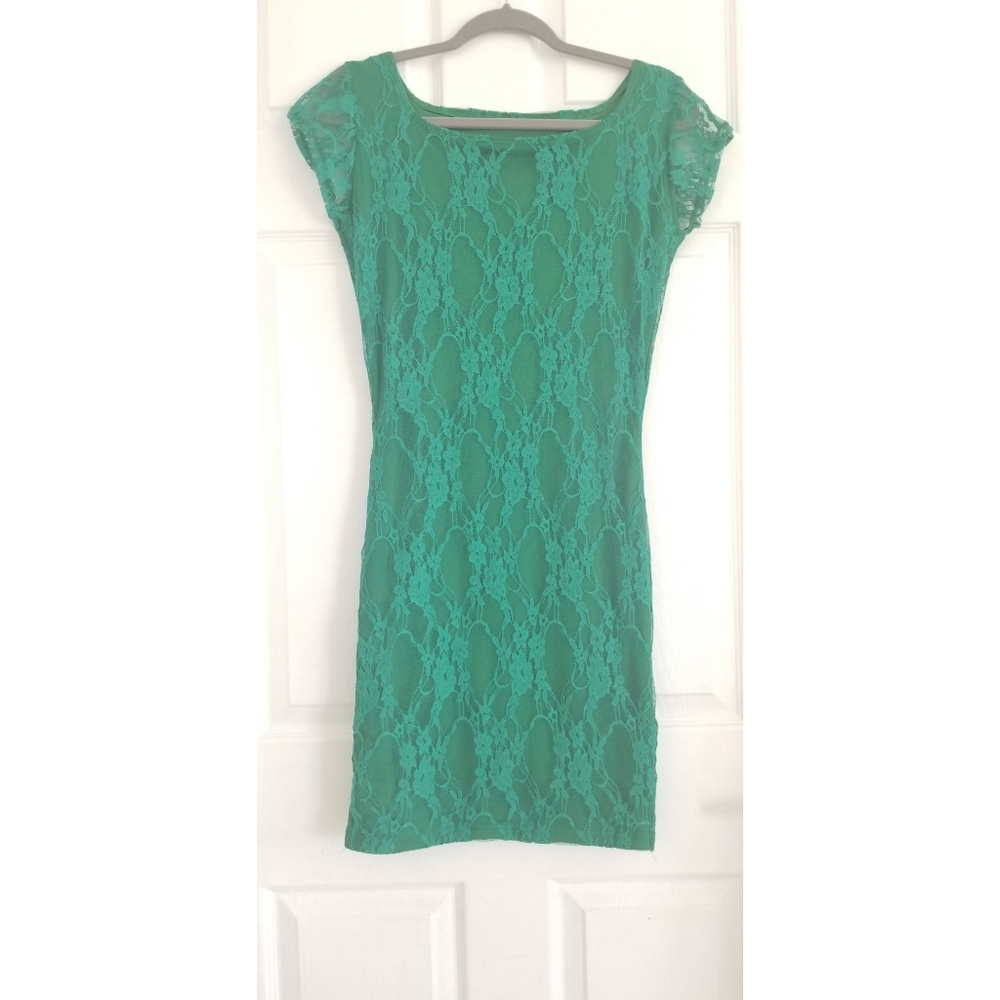 Vivid green lace dress